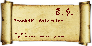 Brankó Valentina névjegykártya